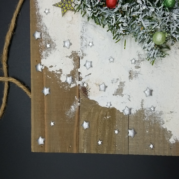 Hand Crafted One of a Kind Mixed Media Holiday Wall Art Hanging - Picture 4 of 10